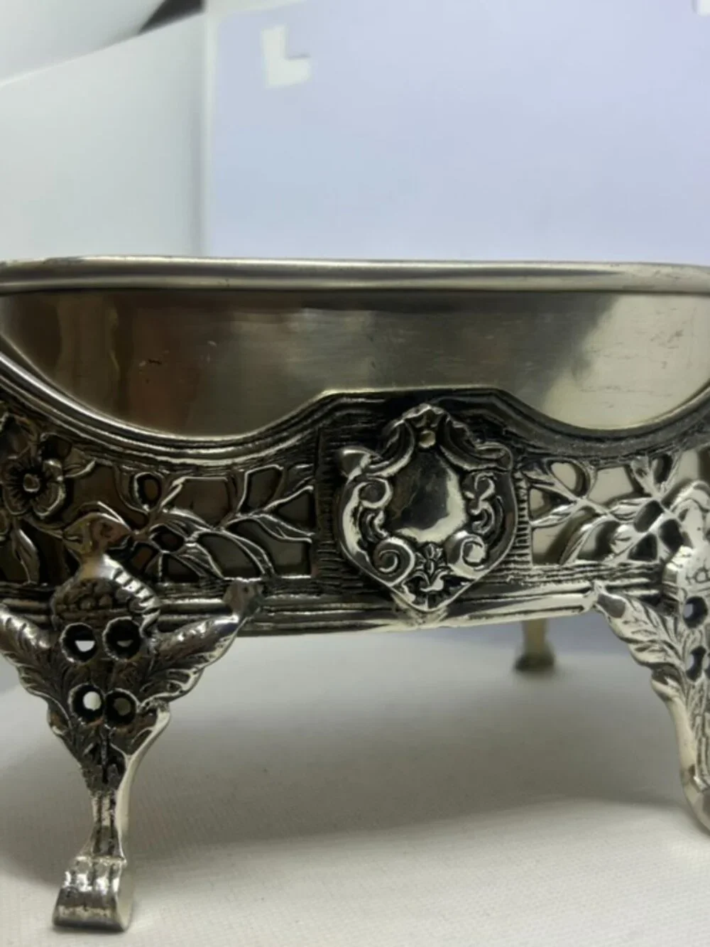 Antique! Silver-Plated Ornate Basket With Ornate Floral Rococo Design ~11